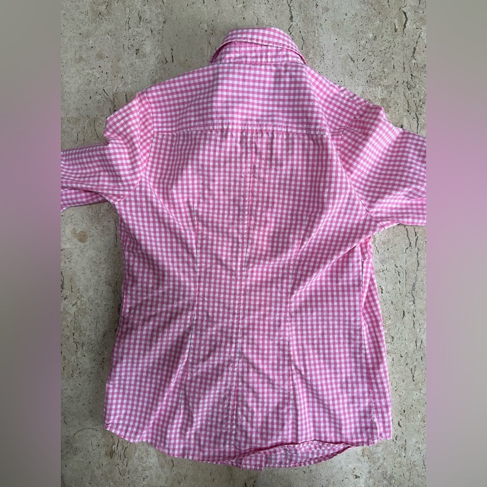 VINEYARD VINES Pink & White Gingham Check Preppy Whale Logo Shirt Size 2 2013 - Picture 2 of 6